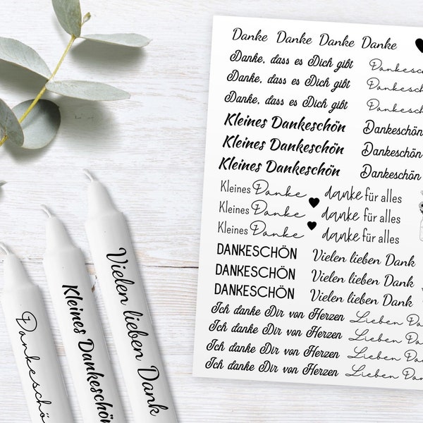 Candle Tattoos Thank You | Digital | PDF for printing on water slide film | Decorate candles