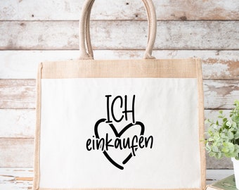 Jute bag large I love shopping | bag | Bag | Gift | Shoppers