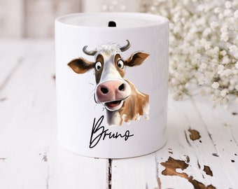 Money box personalized | Gift | Baptism | birthday | pocket money | Cow