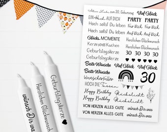 Candle tattoos 30th birthday | Digital | PDF to print on water slide film | Decorate candles