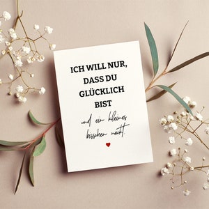 Postkarte ich will nur, dass Du glücklich bist | Grußkarte | Karte | Liebe I Valentinstag