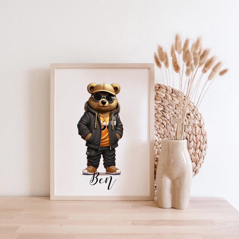 Poster bear personalized Children's room Image Animals birth image 2