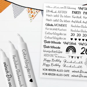 Kerzentattoos 20. Geburtstag | Digital | PDF zum Ausdrucken auf Wasserschiebefolie | Kerzen dekorieren
