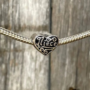 Nichte Herz Liebe European Charm Bead Silber überzogene Schmuck entworfen, um Ihr Armband oder Stil passen