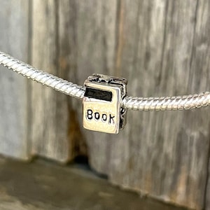 Book Library Read Bookworm Education Teen Reading Student Kids Teacher European Charm Bead Silver Plated designed to fit your Bracelet