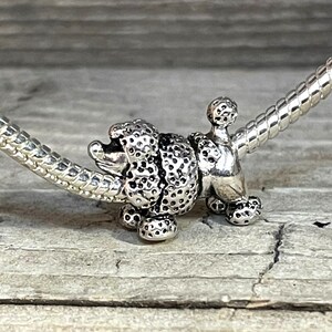 French Standard Poodle Friend Dog Puppy Pet  European Charm Bead Silver Plated designed to fit your threaded Bracelet