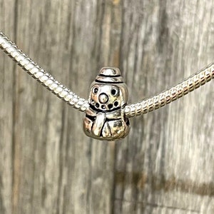 Snowman Frosty Winter Christmas Snow Holiday European Charm Bead Silver Plated Jewelry designed to fit your  Bracelet or style