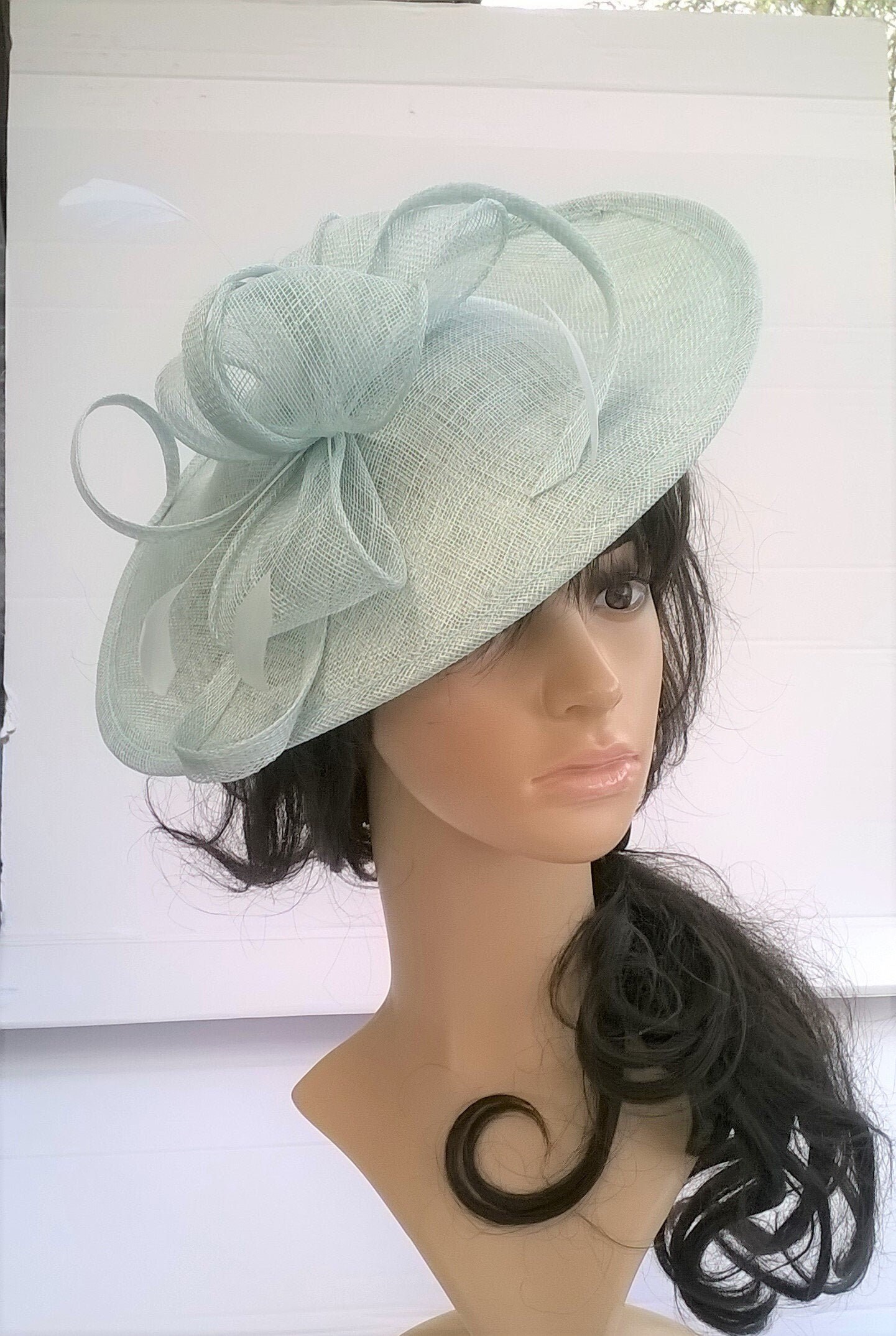 Peppermint Fascinator..Stunning shaped Sinamay Fascinator on a Headband ...