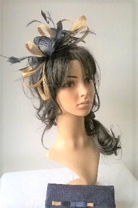 pale Gold loop trim rosette Sinamay 