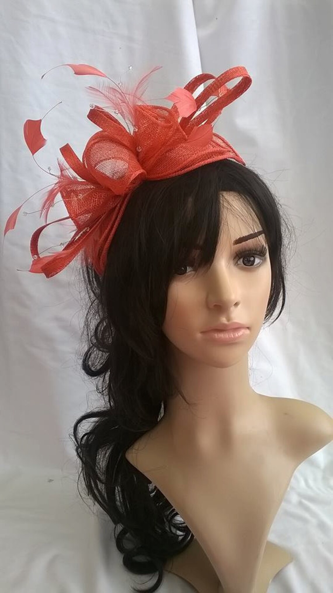 Fascinator..navy & Pink Stunning Sinamay and Feather Etsy