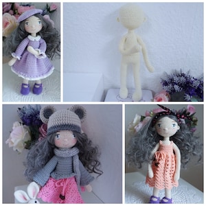 Doll body crochet pattern ( with wire ), Doll body able bending/27-30cm doll / Not include clothing , face and hair