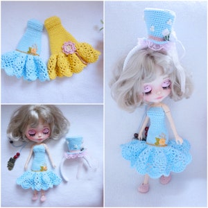 Blythe doll dresses with headband crochet pattern ( not include shoes )