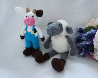 Cow and sheep crochet pattern / farm animals crochet pattern