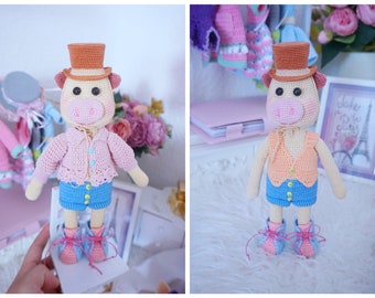 Pretty piggy with outfit crochet pattern