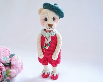 Pretty bear with outfit crochet pattern ( include shoes and hat)