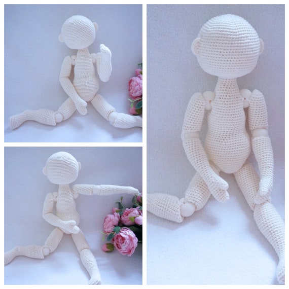 Doll Joints Body Crochet Pattern Not Include Hair and Face Embroidered 