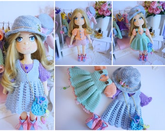 Crocheted doll with outfit / doll handmade ( Ready to ship )