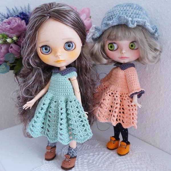 Blythe dress crochet pattern / dress crochet for doll 25-30cm ( not include shoes and hat)