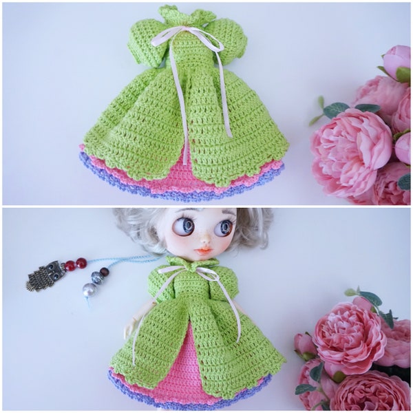 Patrón de vestido Blythe a crochet/vestidos a crochet para BJD 30cm