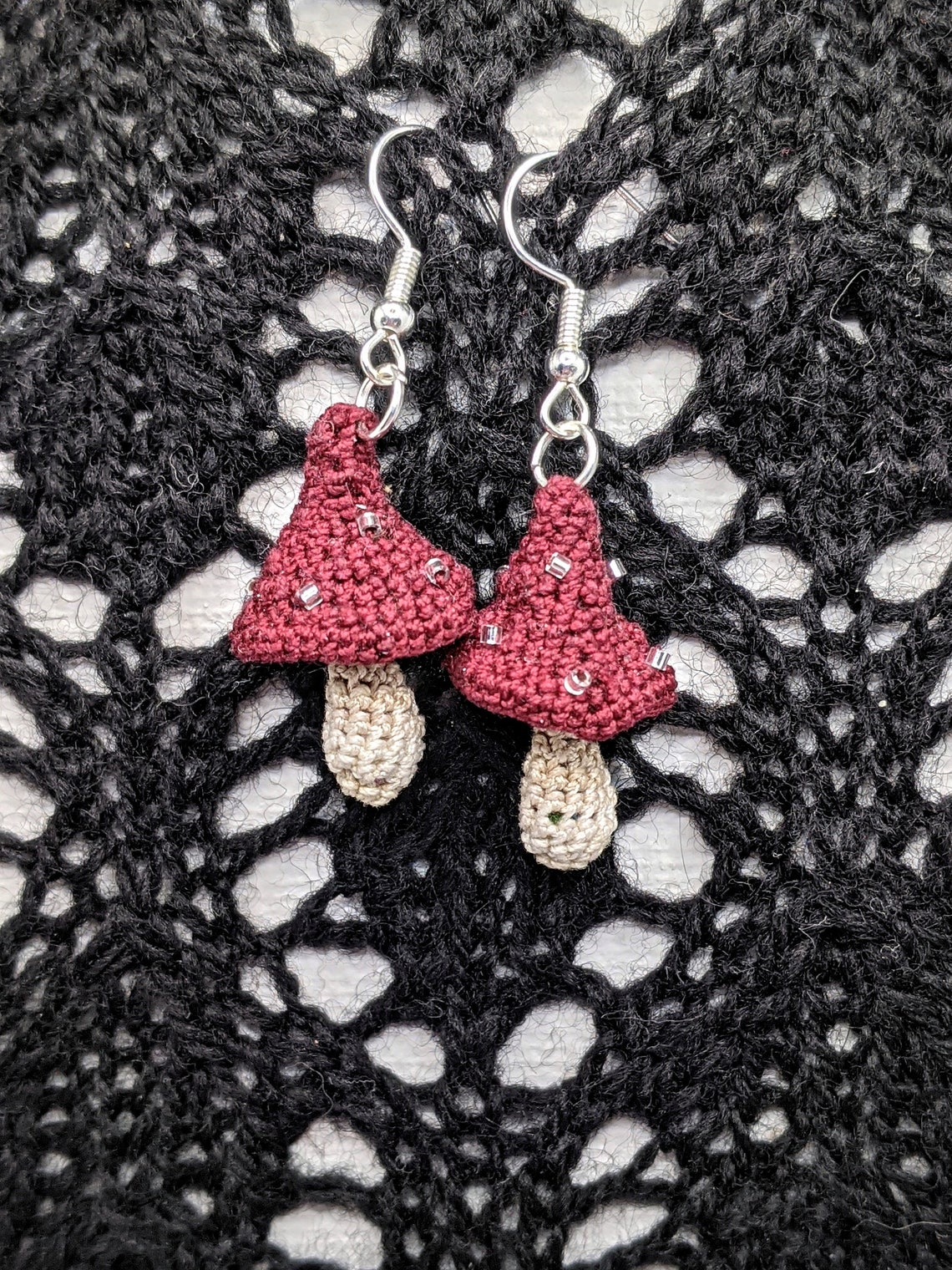 DIY Stainless Steel Asymmetrical Little Fish And Mushroom Drop Earrings