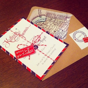Modèle d’invitation de mariage de destination inspirée de voyage