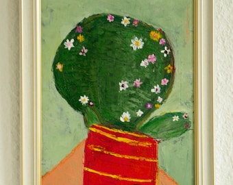 Acrylgemälde florale Kunst original handgemalt auf Holzplatte