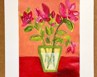 pintura acrílica floral arte abstrata pintura de flores em papel de belas artes