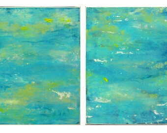 Acrylic Painting,  Abstract Wall Art, Original Handmade Painting Set "Sun sky"  by M.Schöneberg