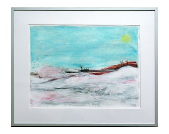 original acrylic painting landscape abstract art 21x16 x0,75