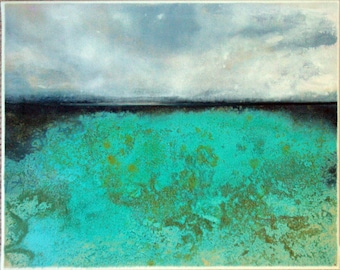 Acrylbild, Meercape Wandkunst, Abstraktes Gemälde "Blaue Stunde" 16x20x 0,75 von M.Schöneberg ."