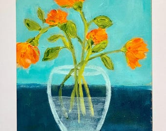 abstract floral art acrylic painting abstract art floral painting art paper by M.Schöneberg