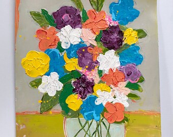 Blumen-Acrylgemälde, abstrakte Kunst, Blumengemälde auf Kunstpapier