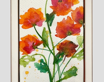 framed original painting aquarell floral art  by M.Schöneberg