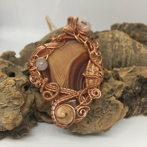 Wire wrapped pendant, Ladies ornate wire wrap necklace, gemstone pendant, copper wire work pendant, ladies necklace image 1