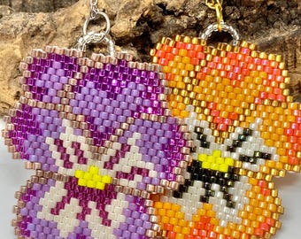 Ketting viooltje met steensteek: Delica-bloemhanger met kralenwerk