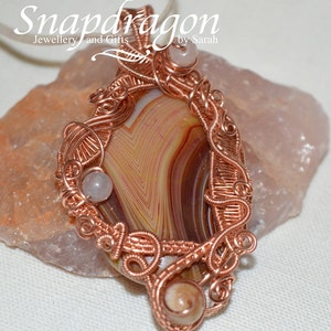 Wire wrapped pendant, Ladies ornate wire wrap necklace, gemstone pendant, copper wire work pendant, ladies necklace image 5