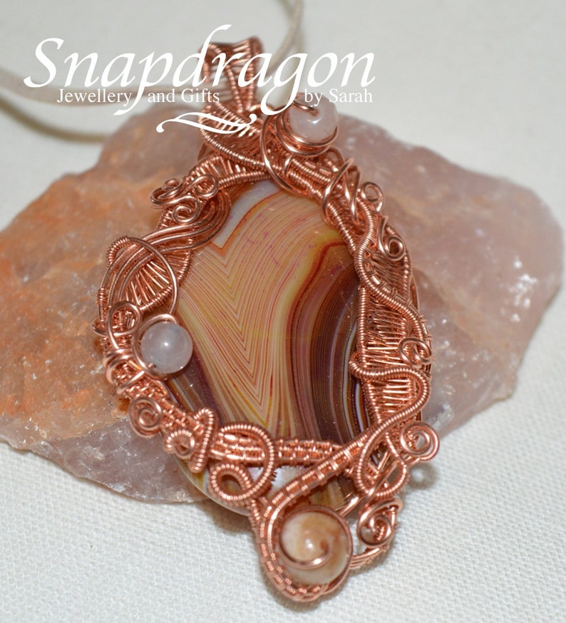 Wire wrapped pendant, Ladies ornate wire wrap necklace, gemstone pendant, copper wire work pendant, ladies necklace image 5