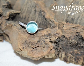 Ladies silver ring, Dichroic glass cabochon set ring size UK 7 US N sterling silver, ladies jewellery