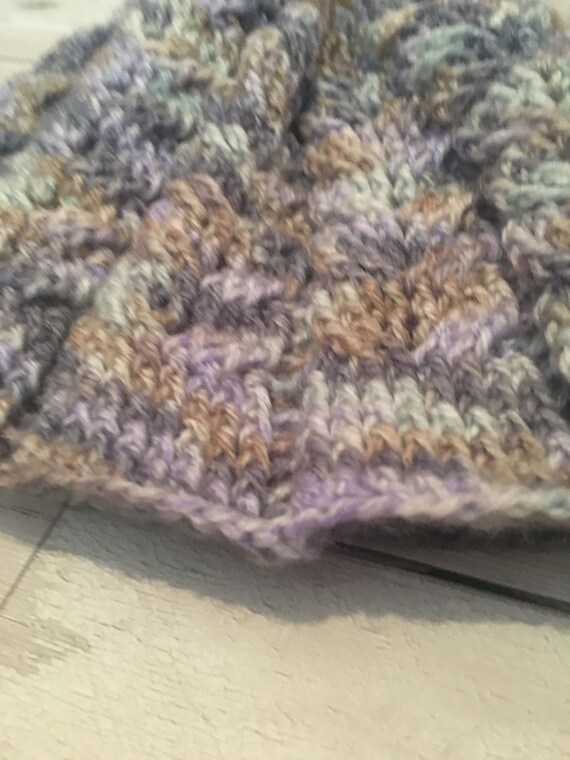 Crochet Cable Knit Hat With Faux Fur Pom Pom - Etsy display picture 2
