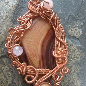 Wire wrapped pendant, Ladies ornate wire wrap necklace, gemstone pendant, copper wire work pendant, ladies necklace image 2