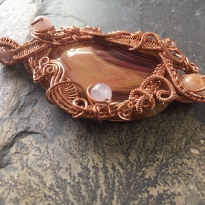 Wire wrapped pendant, Ladies ornate wire wrap necklace, gemstone pendant, copper wire work pendant, ladies necklace image 6