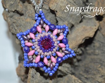 Captured Rivoli star pendant, ladies crystal pendant, beaded pendant, crystal necklace, crystal jewellery