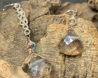 Sterling silver Celtic knot earrings, ladies drop dangle earrings