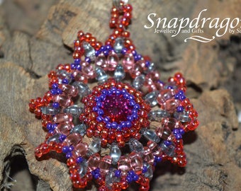 Mandala-hangerketting met kralen: Rivoli kristal, met kralen geweven sieraden