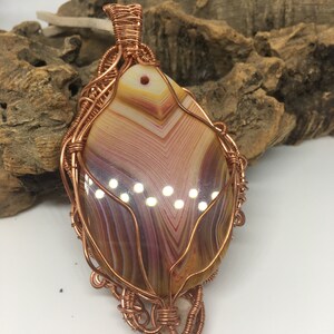 Wire wrapped pendant, Ladies ornate wire wrap necklace, gemstone pendant, copper wire work pendant, ladies necklace image 9