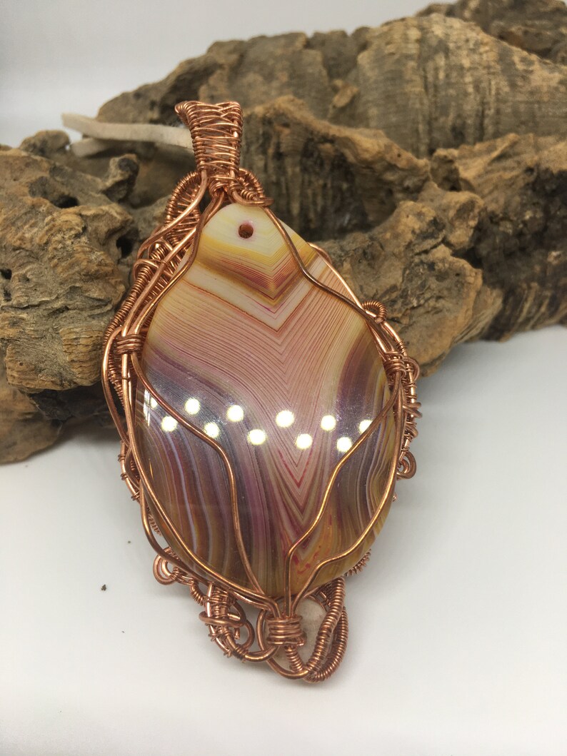 Wire wrapped pendant, Ladies ornate wire wrap necklace, gemstone pendant, copper wire work pendant, ladies necklace image 9