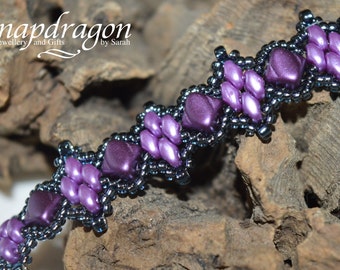 Paarse kralenarmband, Superduo-rocailles, kapittelsluiting