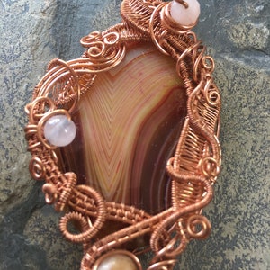 Wire wrapped pendant, Ladies ornate wire wrap necklace, gemstone pendant, copper wire work pendant, ladies necklace image 10