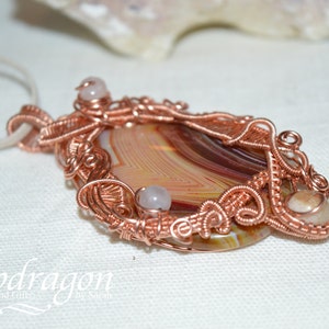 Wire wrapped pendant, Ladies ornate wire wrap necklace, gemstone pendant, copper wire work pendant, ladies necklace image 4