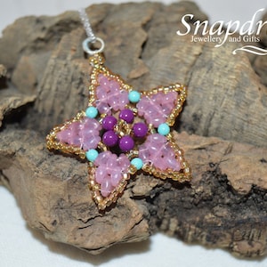 Starlight star beaded pendant with sterling silver bail and chain, ladies necklace, star pendant, ladies jewellery gift